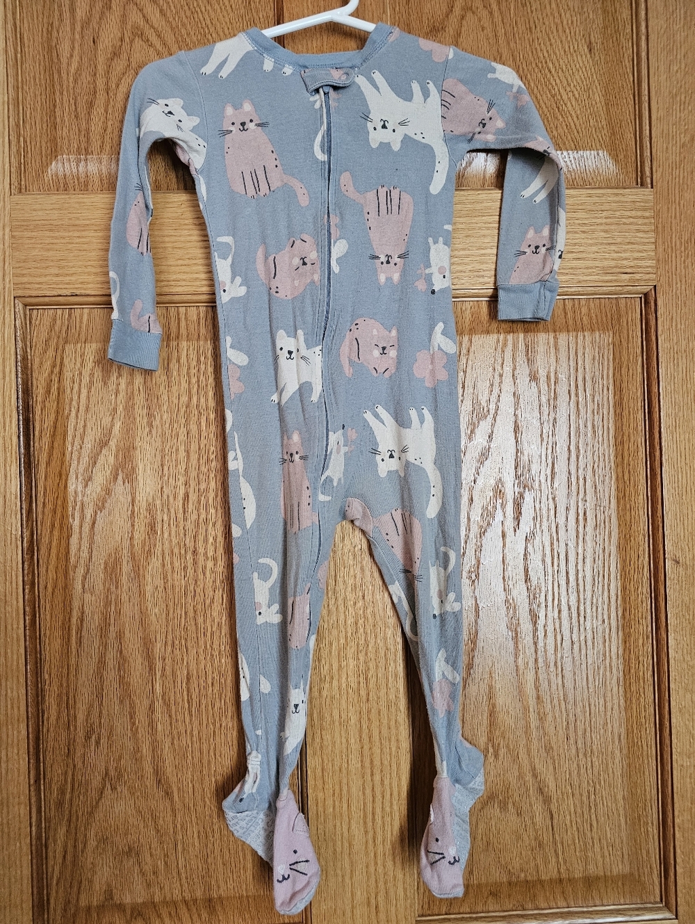 Carters  Blue Cat-Print Footed One-Piece Pajamas 2T